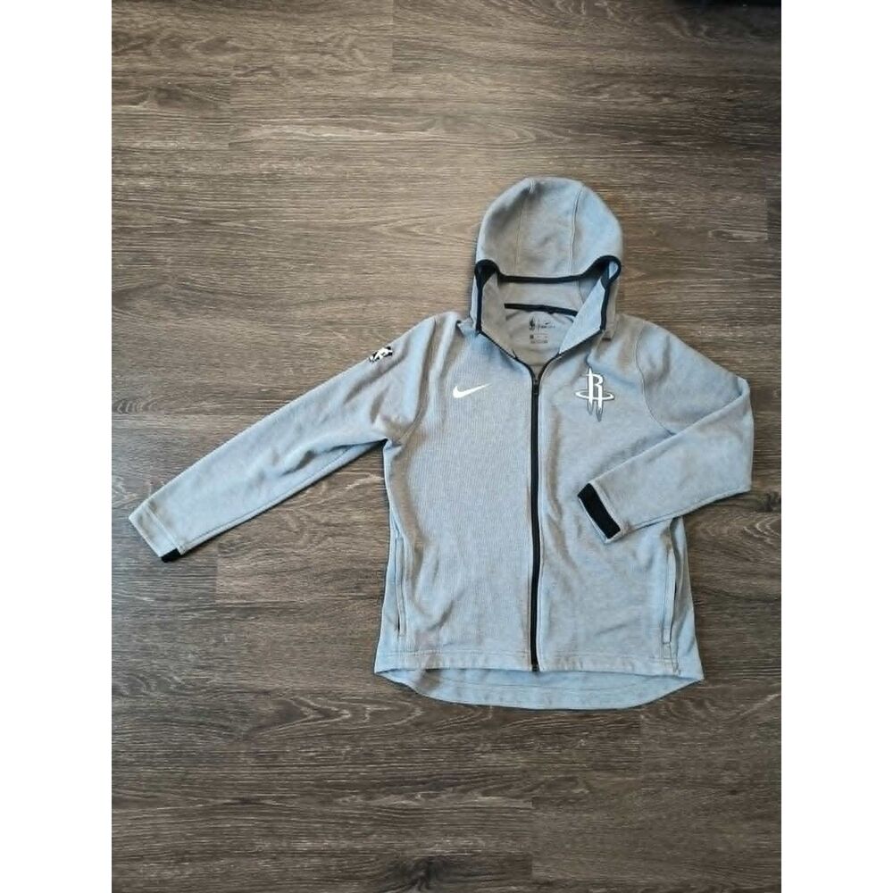 Gray Nike Dri-Fit Houston Rockets Hooded Zip Jacket Sweatshirt Large